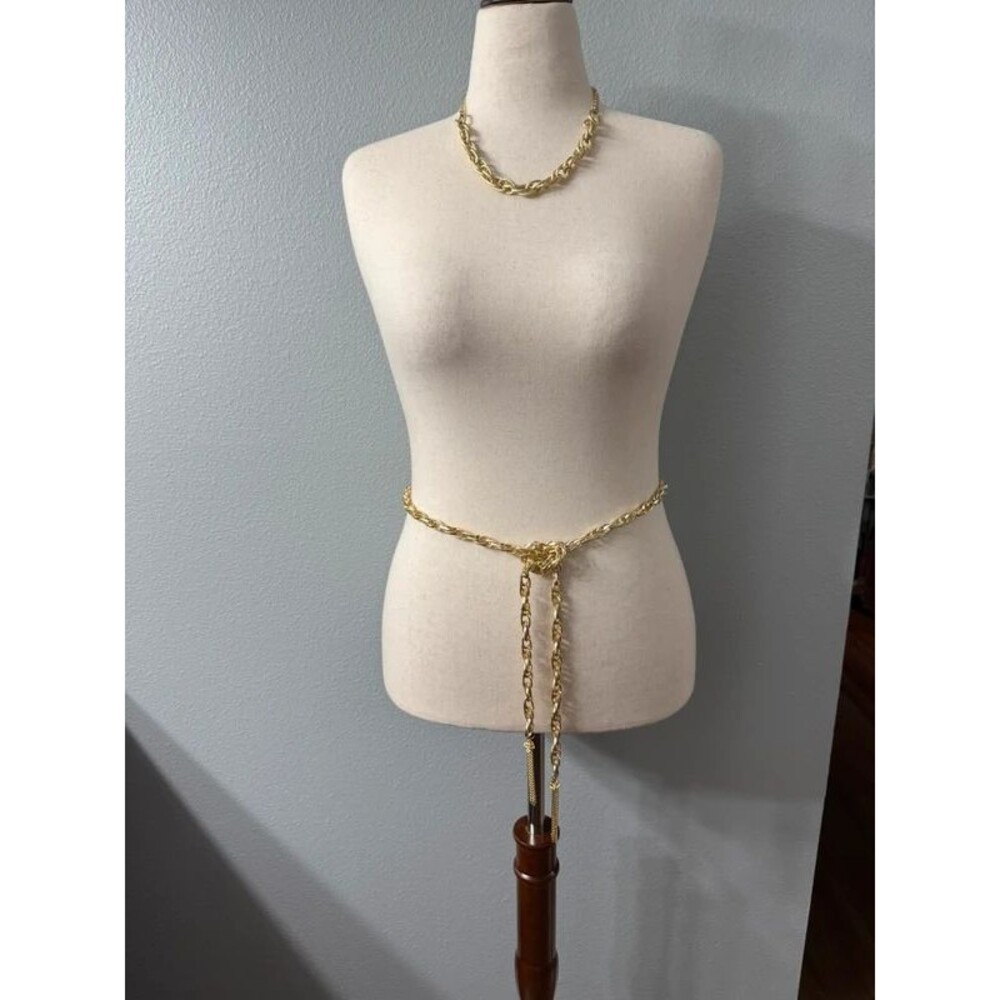 Gold Tone 2-Piece Necklace + 55” Convertible Tassel Chain Set